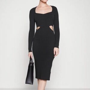 Abercrombie & Fitch Long-Sleeve Cutout Midi Sweater Dress in Black - Small